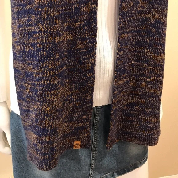Timberland Knit Scarf Navy Blue Tan Unisex Acrylic Fall Winter Accessory Outdoor - Picture 6 of 8
